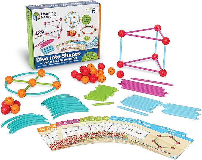 learning resources dive into shapes a sea and build geometry set 129 pieces ages 6+ geometry for kids