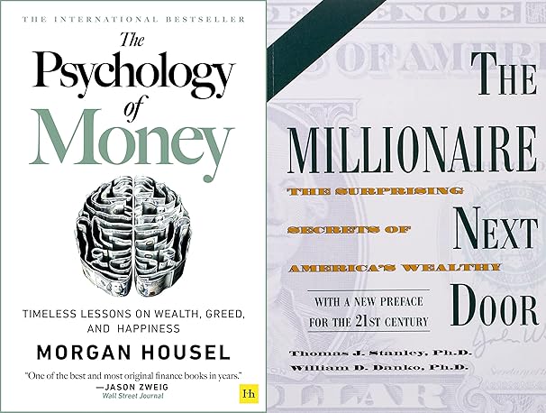 the psychology of money by morgan housel and the millionaire next door by thomas j stanley 2 books collection