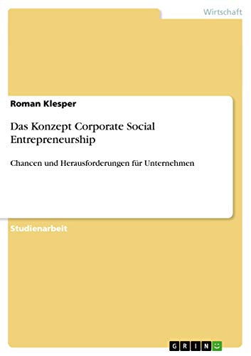 das konzept corporate social entrepreneurship  roman klesper 3640965574, 9783640965571