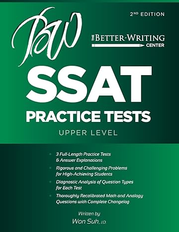 ssat practice tests upper level 2nd edition won suh 1939750075, 978-1939750075