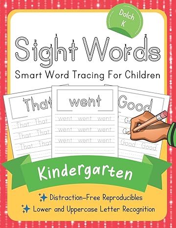 dolch kindergarten sight words smart word tracing for children distraction free reproducibles for teachers