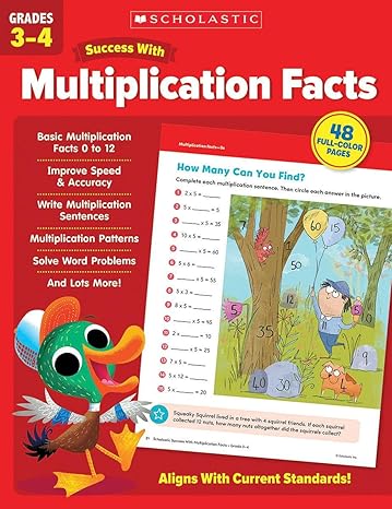 scholastic success with multiplication facts grades 3 4 1st edition scholastic teaching resources 1338798553,