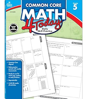 carson dellosa common core math 4 today workbook 5th grade 96pgs 1st edition erin mccarthy 1624420400,