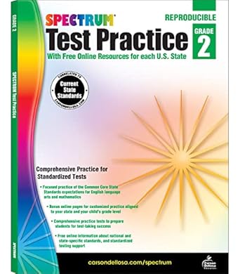 spectrum test prep grade 2 workbook ages 7 8 reading comprehension language arts and math workbook grammar