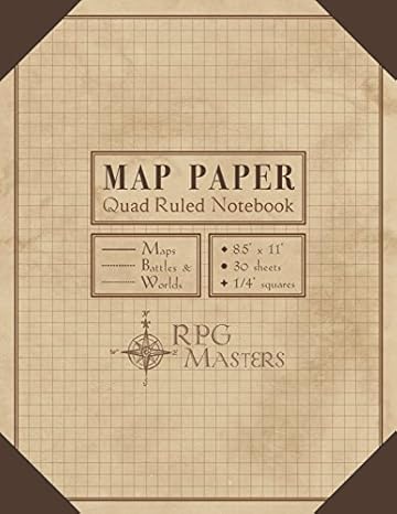 map paper quad ruled book for map making 1st edition rpg masters 1981041435, 978-1981041435