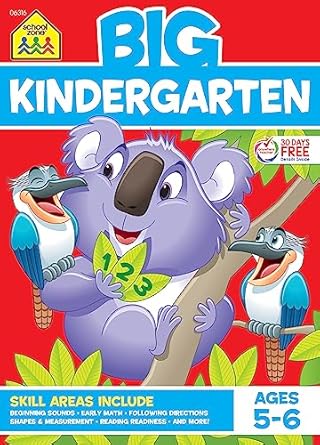 school zone big kindergarten workbook 320 pages ages 5 to 6 early reading and writing numbers 0 20 basic math