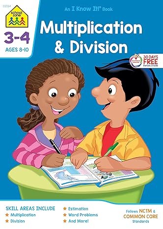 school zone multiplication and division workbook 32 pages ages 8 to 10 3rd grade  grade estimation word