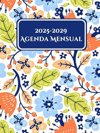 agenda mensual 2025 2029 planificador mensual 5 anos enero 2025 diciembre 2029 formato largo a4 165 paginas