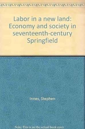 labor in a new land economy and society in seventeenth century springfield 1st edition stephen innes