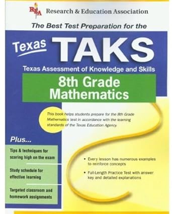 texas taks grade 8 math the best test prep for tx grade 8 math 1st edition stephen hearne ph.d., penny luczak