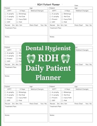 rdh dental hygienist daily patient planner 1st edition lx atif b0dc4p6wtm