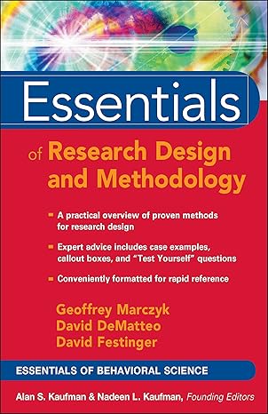 essentials of research design and methodology 1st edition geoffrey r marczyk ,david dematteo ,david festinger