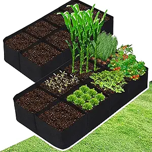 cjgq fabric raised garden bed 2pack 8 grids plant grow bags 3x6ft breathable planter raised beds for growing