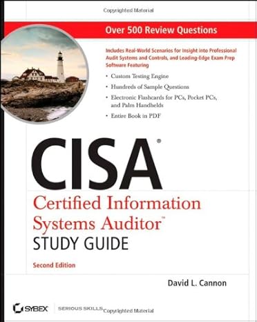 cisa certified information systems auditor study guide 2nd edition david l cannon b004lq0g12