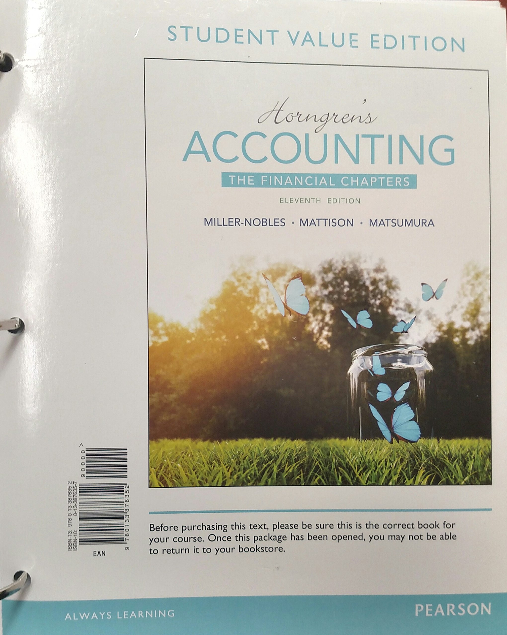 horngrens accounting the financial chapters 11th edition miller nobles, tracie l., mattison, brenda l.,