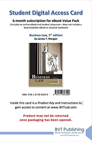 business law 5th edition morgan 1517803594, 9781517803599