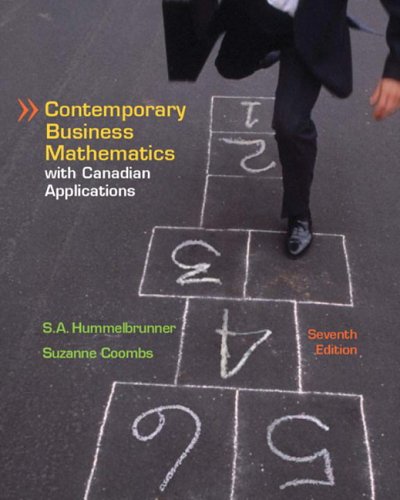 contemporary business mathematics with canadian applications 7th edition hummelbrunner, s. a., coombs,