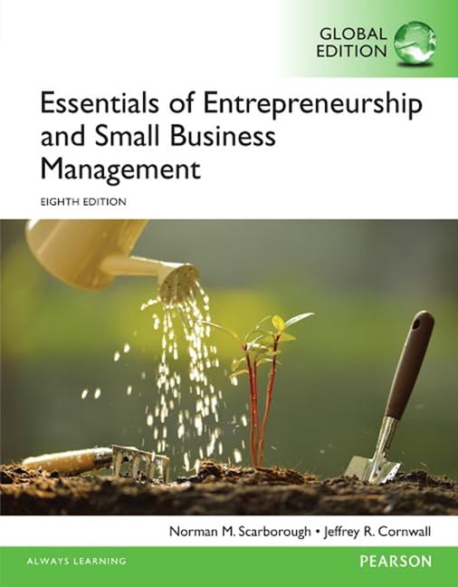 essentials of entrepreneurship and small business management global edition 8th edition norman scarborough et