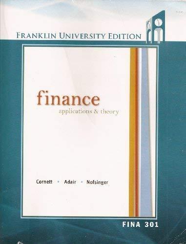 finance applications and theory 2nd edition 2nd edition marcia millon cornett, troy a. adair, john nofsinger