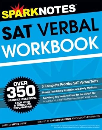 sat verbal workbook workbook edition sparknotes 1586639579, 978-1586639570