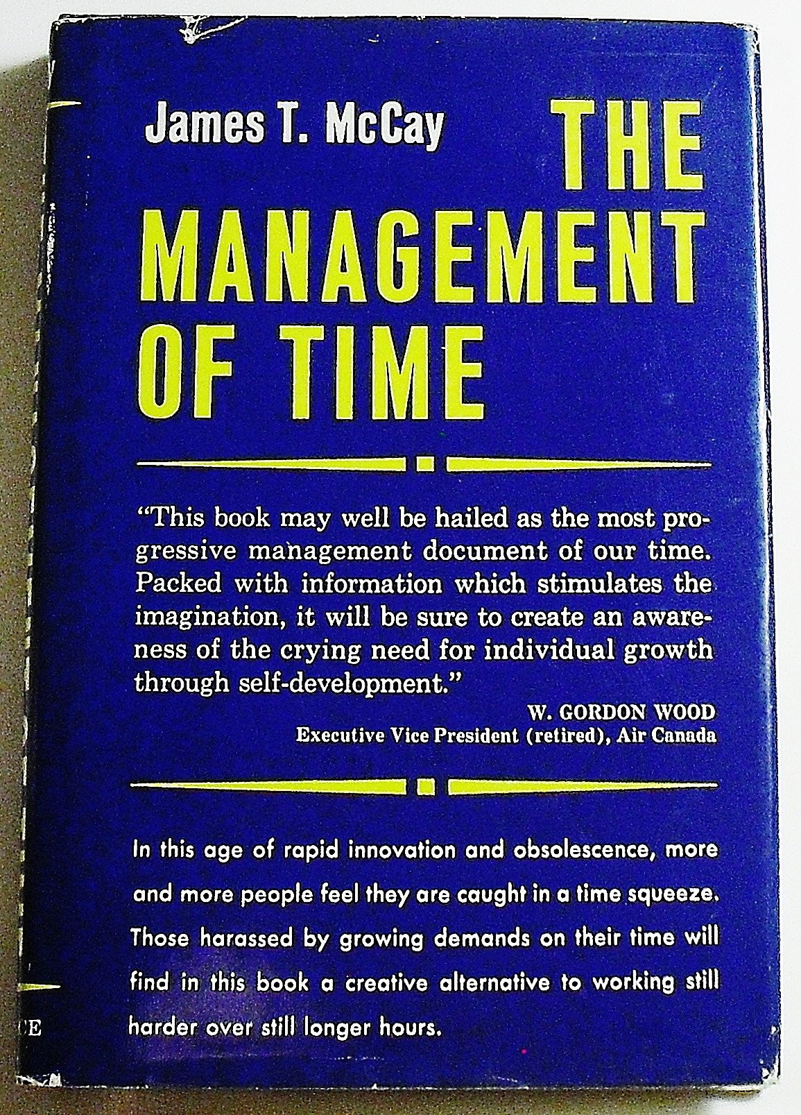 the management of time  mccay, james t. 0135489091, 9780135489093