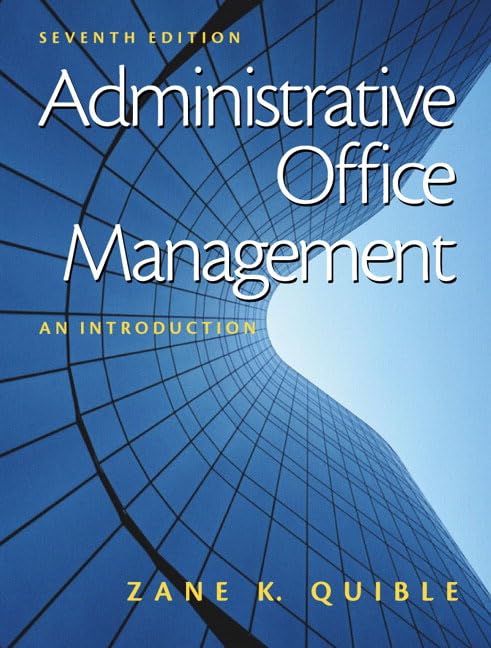 administrative office management an introduction subsequent edition quible, zane k. 0130859575, 9780130859570