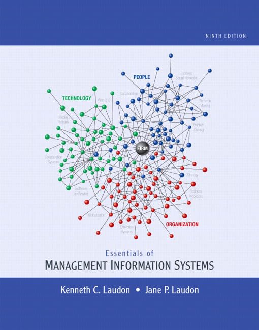 essentials of management information systems 9th edition laudon, kenneth c., jane p. 0136110991, 9780136110996