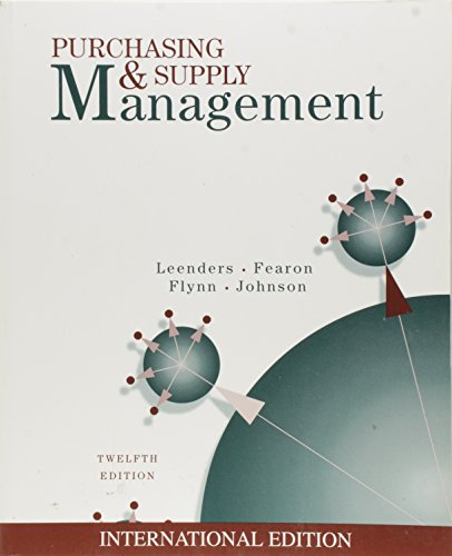 purchasing and supply management 12i.s. edition michiel r. leenders 0071122230, 9780071122238