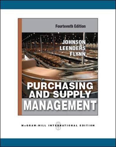 purchasing supply management 14th edition johnson, p. fraser, leenders, michiel r., flynn, anna 0071289372,