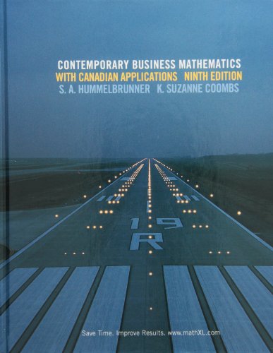 contemporary business mathematics with canadian applications 9th edition s.a hummelbrunner & k.suzanne coombs