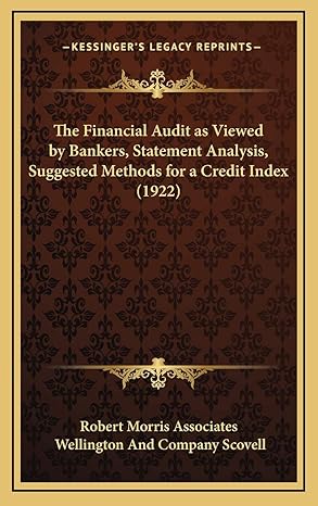 the financial audit as viewed by bankers statement analysis suggested methods for a credit index 1st edition