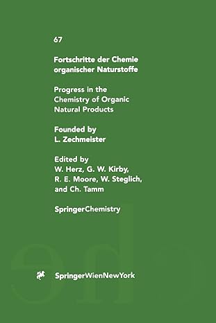 fortschritte der chemie organischer naturstoffe / progress in the chemistry of organic natural products 1st