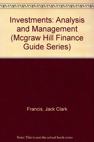 investments analysis and management subsequent edition francis, jack clark 0070218145, 9780070218147