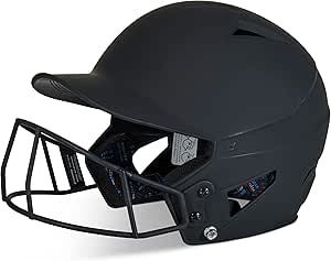 champro hx rise fastpitch softball batting helmet with facemask in solid color matte finish black junior