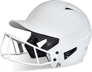 champro hx rise fastpitch softball batting helmet with facemask in solid color matte finish white medium