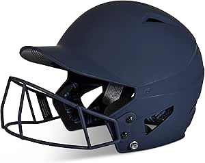 champro hx rise fastpitch softball batting helmet with facemask in solid color matte finish large navy 