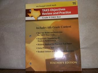 algebra 1 texas taks practice workbook teachers edition teacher's edition mcdougal littel 061874522x,