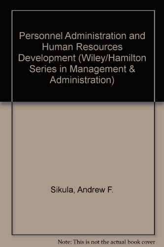 personnel administration and human resources management  sikula, andrew f 0471791407, 9780471791409