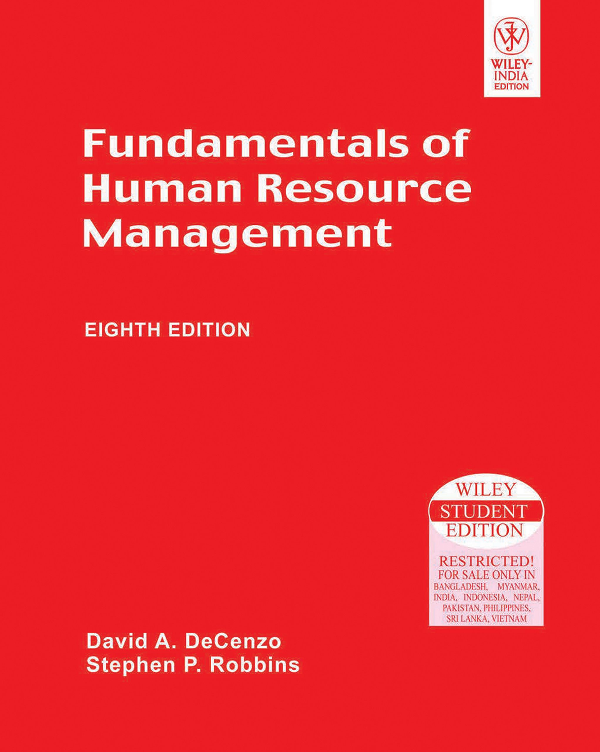 fundamentals of human resource management 8th ed david a. de cenzo 812650952x, 9788126509522
