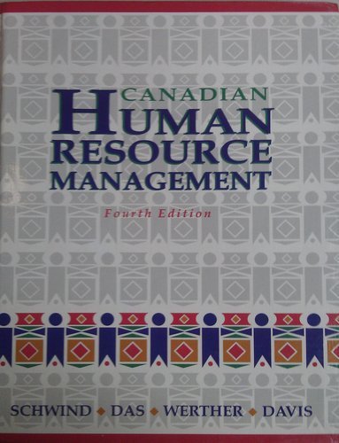 canadian human resource management  edition 4th edition dr. hermann f. schwind 0075515741, 9780075515746