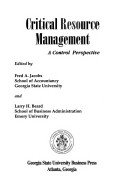 critical resource management fred a. jacobs and larry h. beard 088406252x, 9780884062523