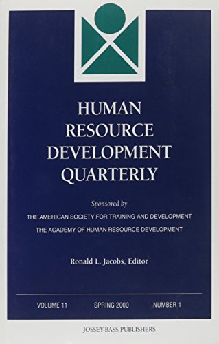 human resource development quarterly number 1 spring 2000  ronald l. jacobs 0787914037, 9780787914035