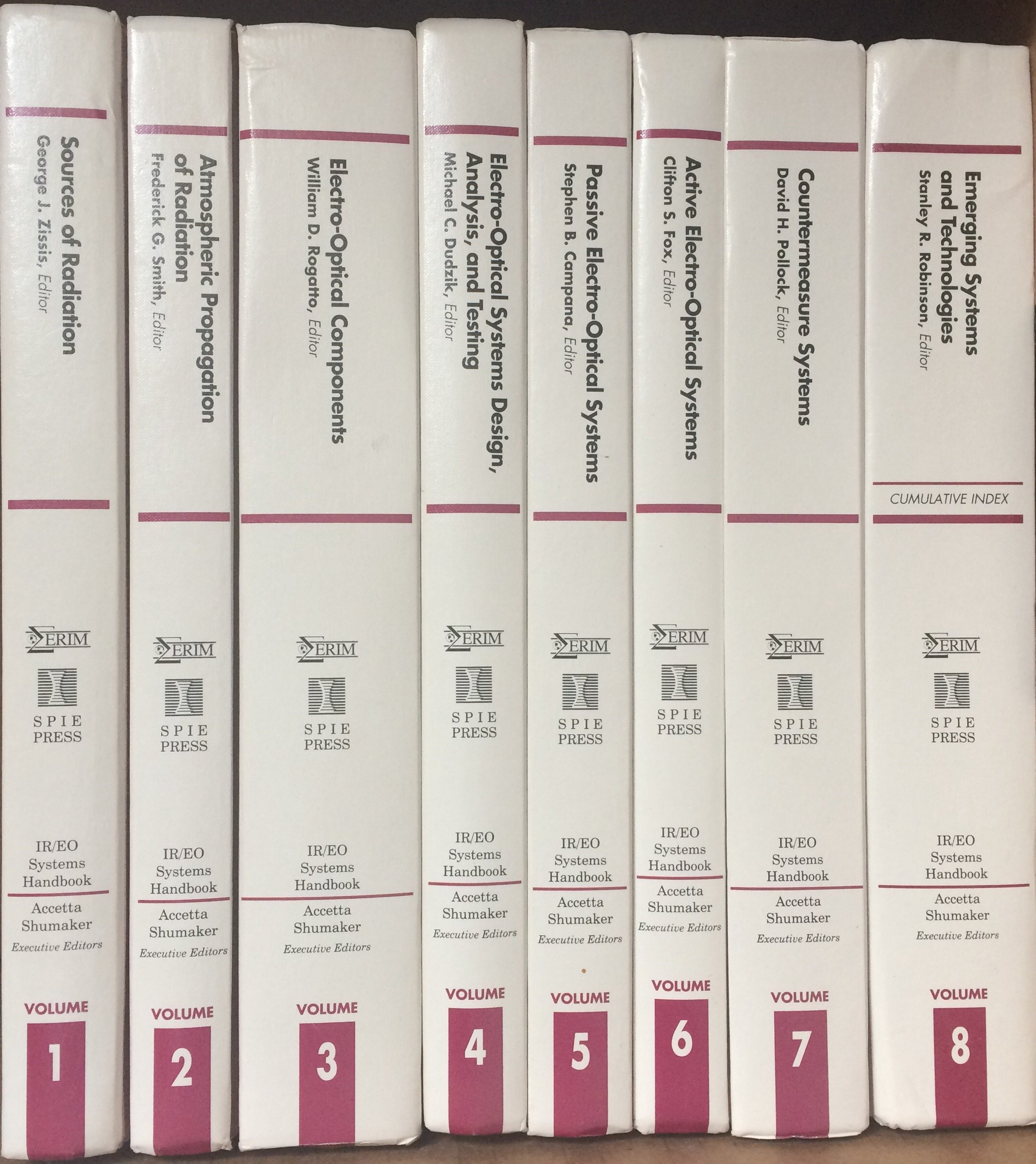 the infrared and electro optical systems handbook 8 volume set 1st edition accetta, joseph s. 0819410721,