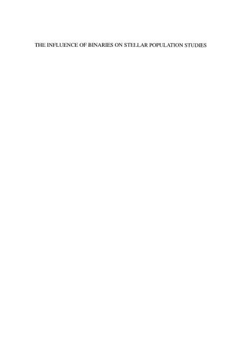 the influence of binaries on stellar population studies 2001st edition d. vanbeveren 9401597235, 9789401597234