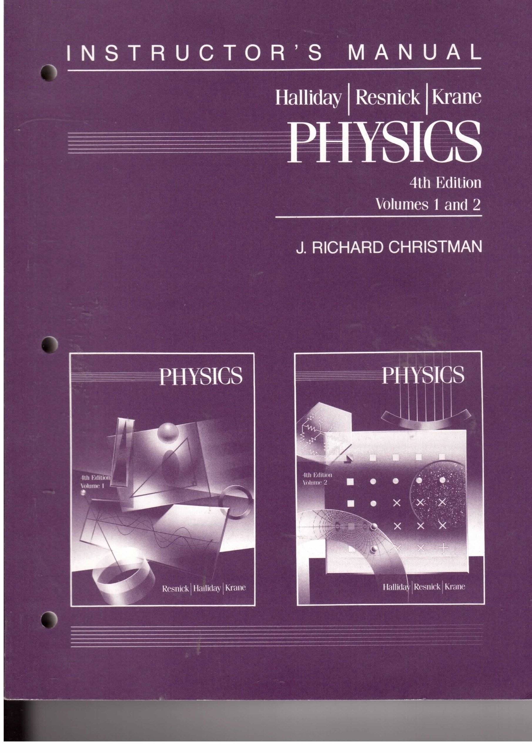 physics 4e v 1 and 2 teachers manual  halliday, d d 0471518689, 9780471518686