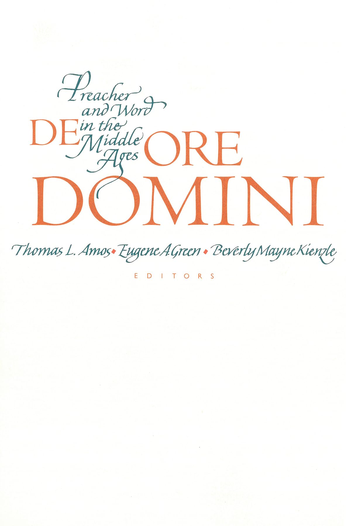 De Ore Domini Preacher And Word In The Middle Ages