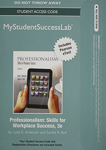 professionalism mystudentsuccesslab access code skills for workplace success includes pearson student edition