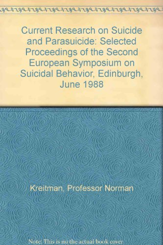 current research on suicide and parasuicide selected proceedings of the second european symposium on suicidal