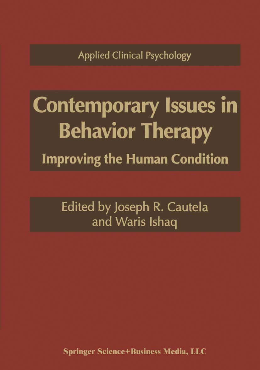 contemporary issues in behavior therapy improving the human condition 1996 edition joseph r cautela