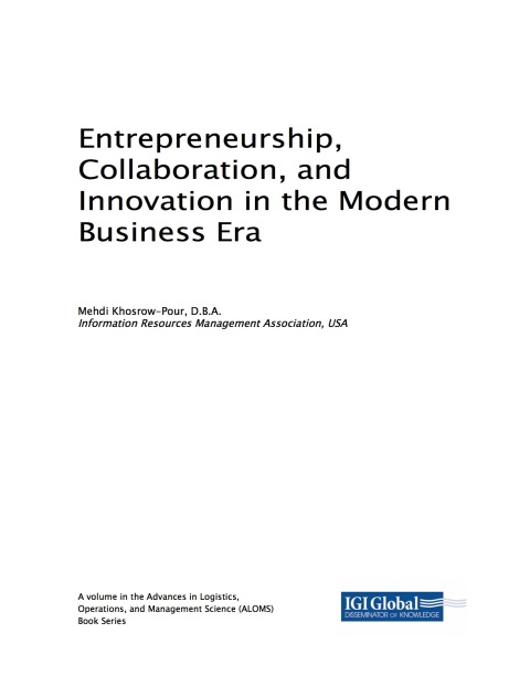 entrepreneurship collaboration and innovation in the modern business era 1st edition mehdi khosrow pour,